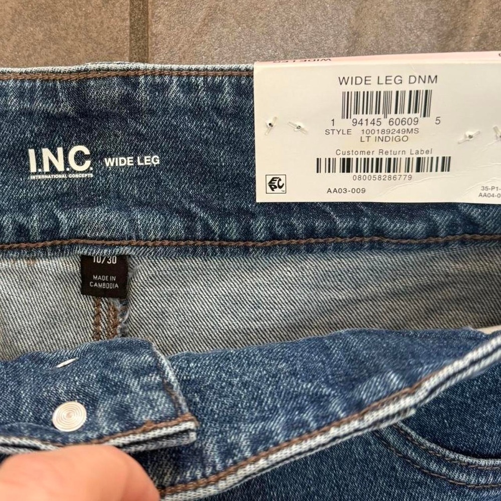 INC International Concepts Wide Leg High Rise Jeans Medium Indigo Wash 10/30 NEW - Picture 5 of 8